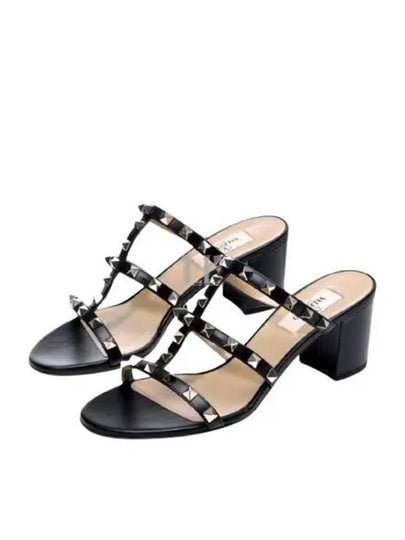 Rockstud Slide Sandals Black - VALENTINO - BALAAN 2