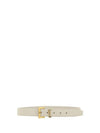 Monogram Buckle Leather Belt White - SAINT LAURENT - BALAAN 3