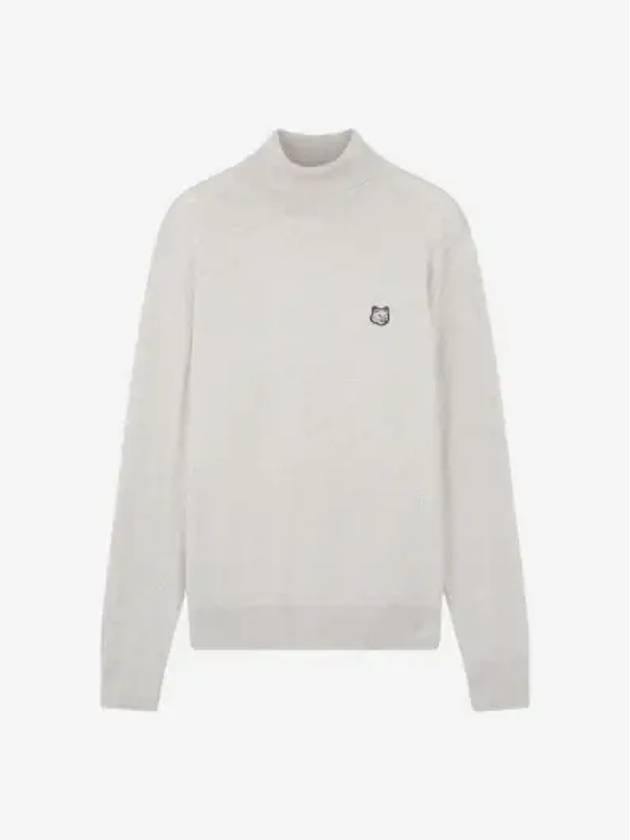 Fox Head Patch Turtleneck Knit Top Light Grey Melange - MAISON KITSUNE - BALAAN 3