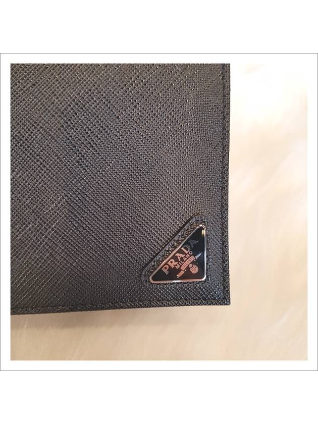 Saffiano Leather Triangle Logo Half Wallet Black - PRADA - BALAAN 6