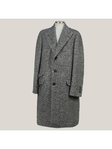 Men's Wool Long Single Coat Black Multi - BRUNELLO CUCINELLI - BALAAN 1