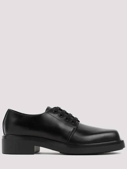 Lace-Up Square Toe Leather Derby Shoes Black - PRADA - BALAAN 2