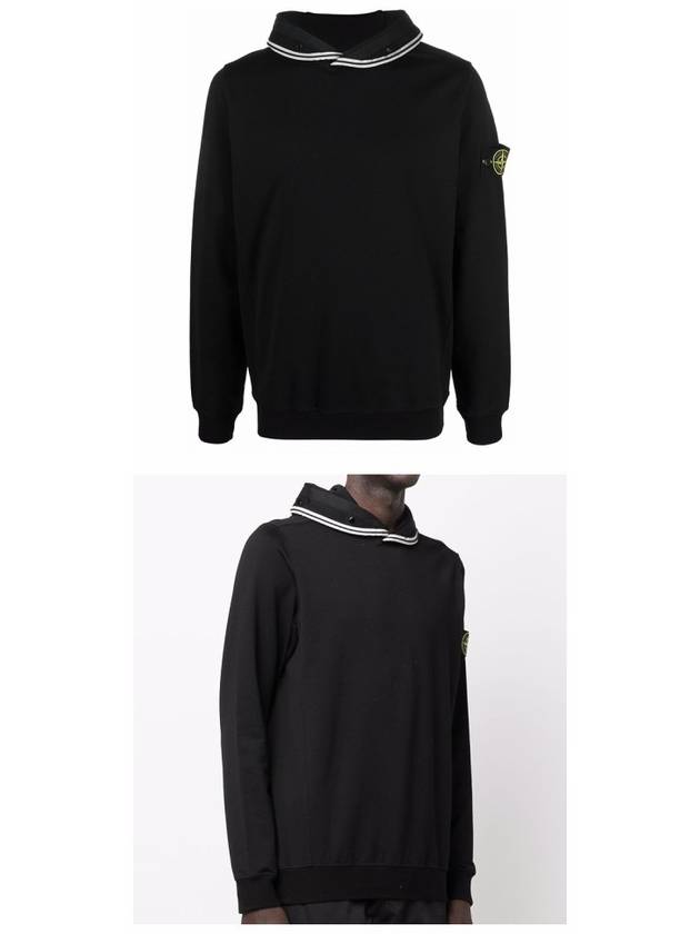 Garment Dyed Cotton Stretch Fleece Hoodie Black - STONE ISLAND - BALAAN 5