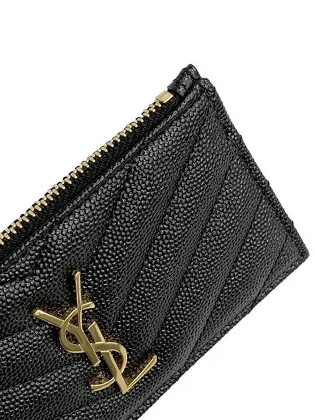 Monogram Fragment Zipper Card Wallet Black - SAINT LAURENT - BALAAN 7