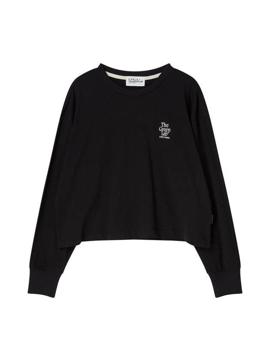 Essential Crop Long Sleeve T-Shirt Black - THE GREEN LAB - BALAAN 1