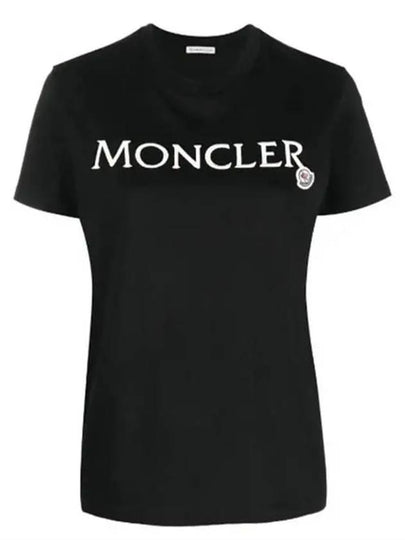 Embroidered Logo Cotton Short Sleeve T-Shirt Black - MONCLER - BALAAN 2