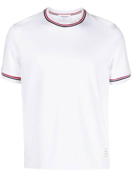 RWB Trimmed Cotton Short Sleeve T-Shirt White - THOM BROWNE - BALAAN 2