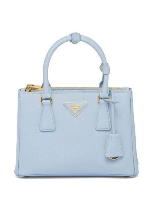 Galleria Saffiano Leather Small Tote Bag Light Blue - PRADA - BALAAN 1