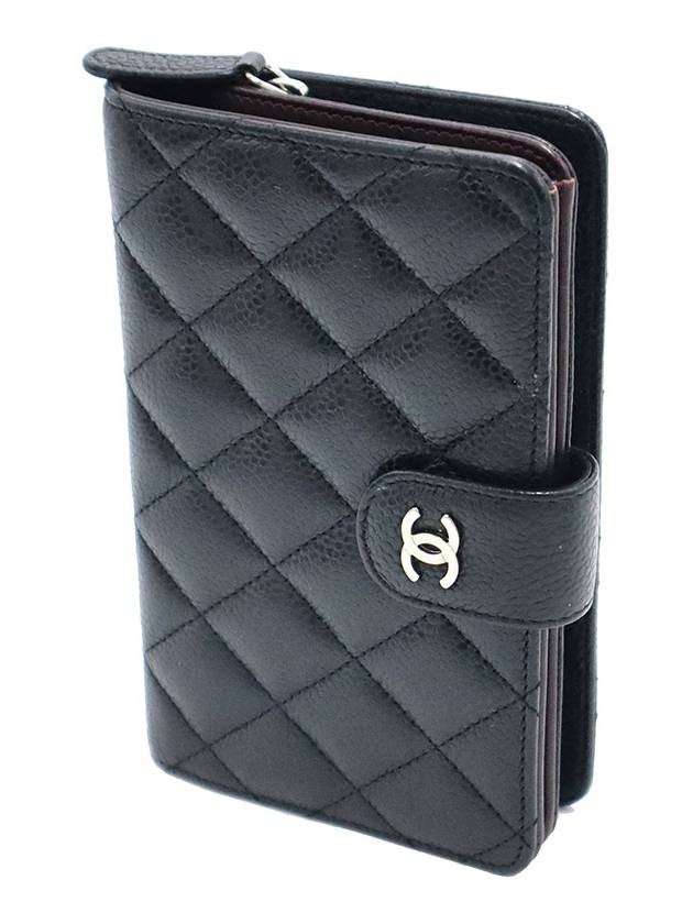 Chanel A48667 Black Caviar Silver CC Logo 2 tier Medium Wallet 18th - CHANEL - BALAAN 4