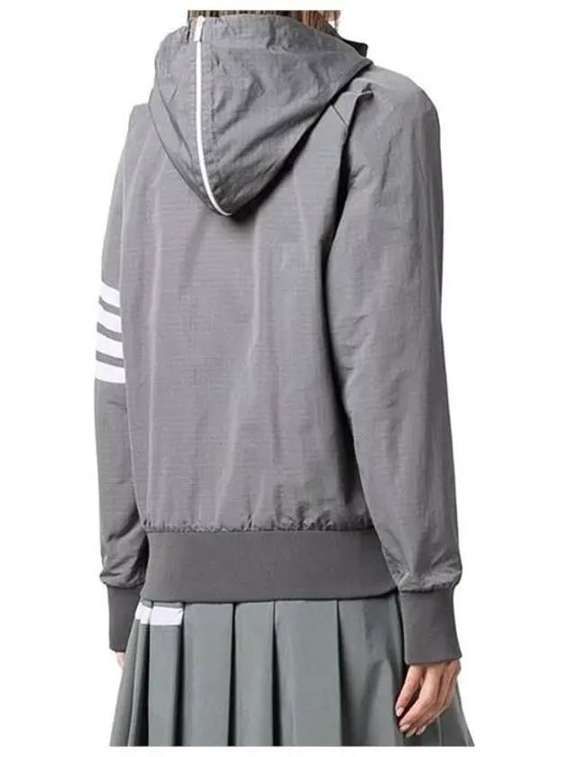 Women's Ripstop Mesh 4 Bar Hoodie Zip-up Grey - THOM BROWNE - BALAAN.