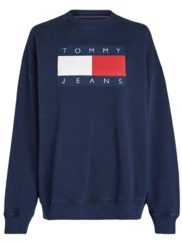 Flag oversized fit sweatshirt dark knight navy - TOMMY HILFIGER - BALAAN 1