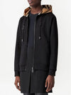 Check Hood Cotton Zip Up Hoodie Black - BURBERRY - BALAAN 5