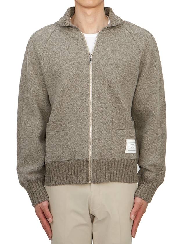 Alpaca Wool Zipper Bomber Jacket Grey - THOM BROWNE - BALAAN 3