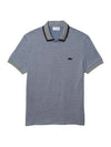 Regular Fit Striped Cotton Polo Shirt Blue - LACOSTE - BALAAN 2