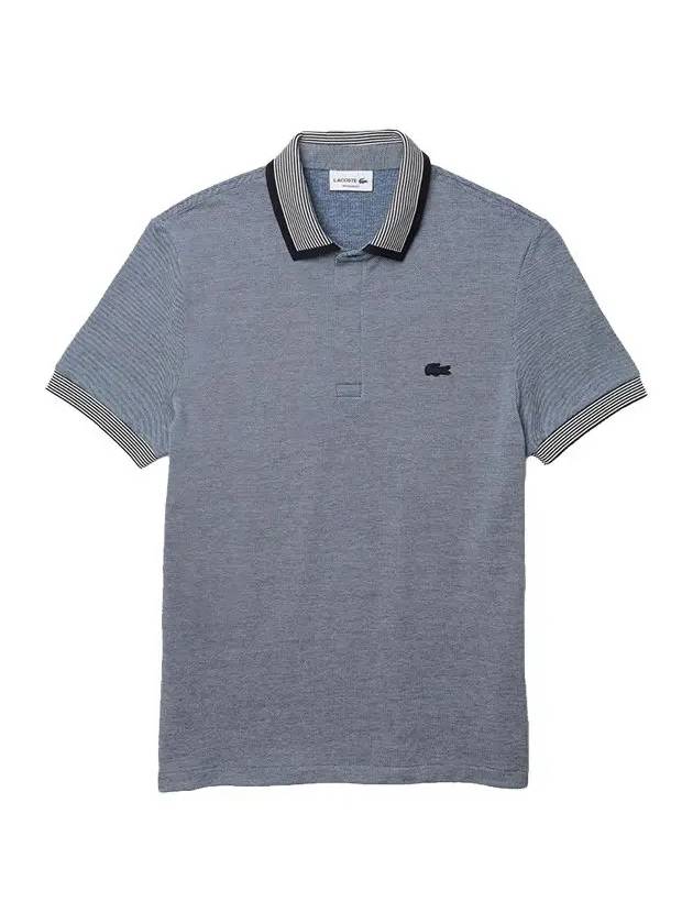 Regular Fit Striped Cotton Polo Shirt Blue - LACOSTE - BALAAN 2