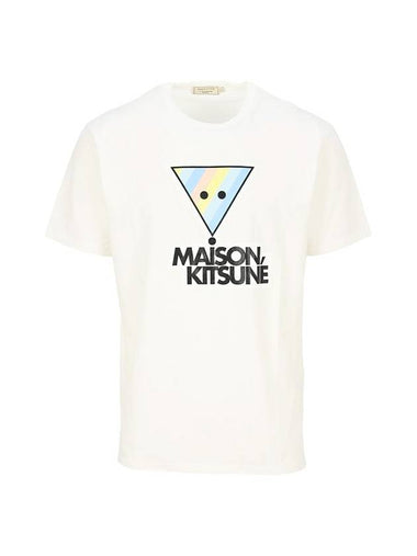 Rainbow Triangle Logo Short Sleeve T-Shirt White - MAISON KITSUNE - BALAAN 1