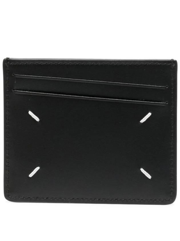 Stitched Grain Leather Card Wallet Black - MAISON MARGIELA - BALAAN 2