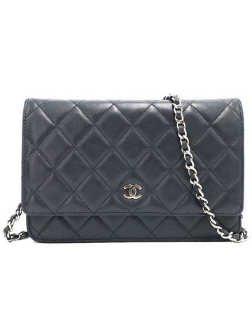 Chanel A33814 Black Lambskin Classic Silver Chain WOC Cross Bag 17th - CHANEL - BALAAN 1