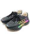 Women s Gucci 553608 Black Leather Iridescent Logo Rhyton Sneakers 37 gt Gangbuk used luxury goods - GUCCI - BALAAN 4