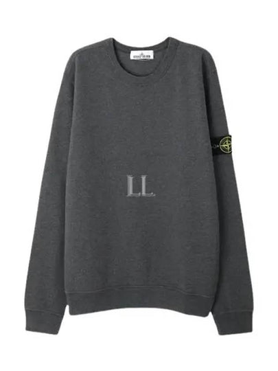 Brushed Cotton Fleece Garment Dyed Crewneck Sweatshirt Dark Grey Melange - STONE ISLAND - BALAAN 2