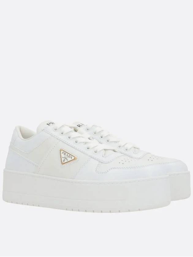 Downtown Bold Leather Low Top Sneakers White - PRADA - BALAAN 3