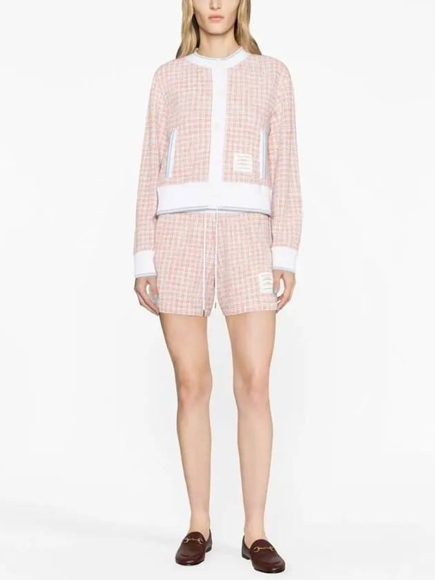 Check Tweed Cardigan Pink - THOM BROWNE - BALAAN 3