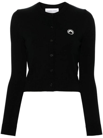 Moon Logo Knit Cardigan Black - MARINE SERRE - BALAAN 1