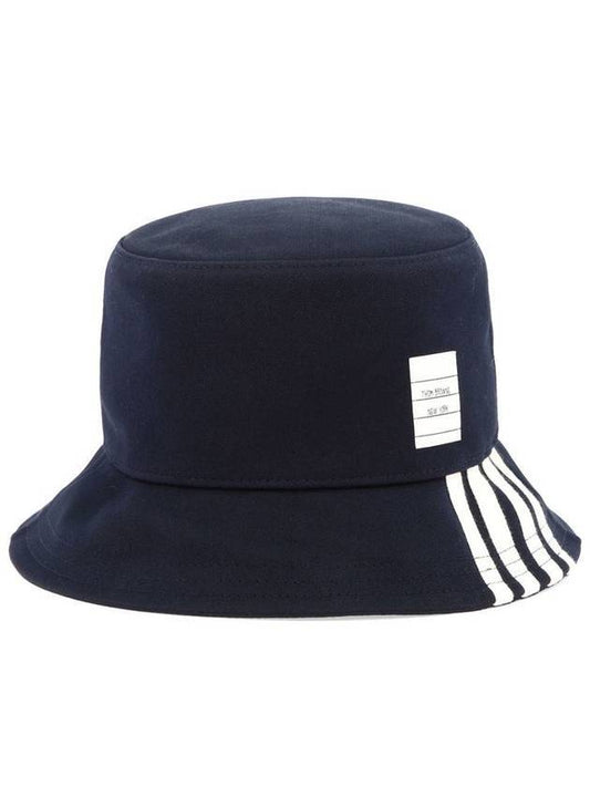Diagonal Cotton Engineered Bucket Hat Navy - THOM BROWNE - BALAAN 1