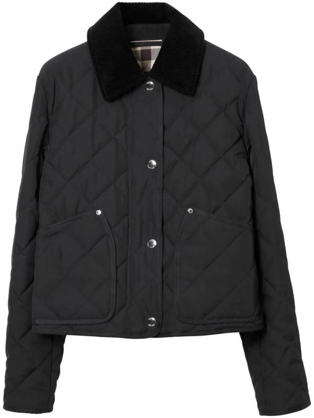 Striped point cropped quilted jacket black - BURBERRY - BALAAN 1