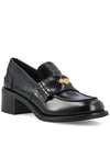 Penny Brushed Heel Leather Loafer Black - MIU MIU - BALAAN 3