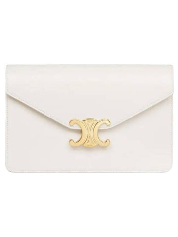 Triomphe Chain Shiny Calfskin Half Wallet White - CELINE - BALAAN 1