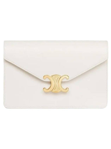 Triomphe Chain Shiny Calfskin Half Wallet White - CELINE - BALAAN 1