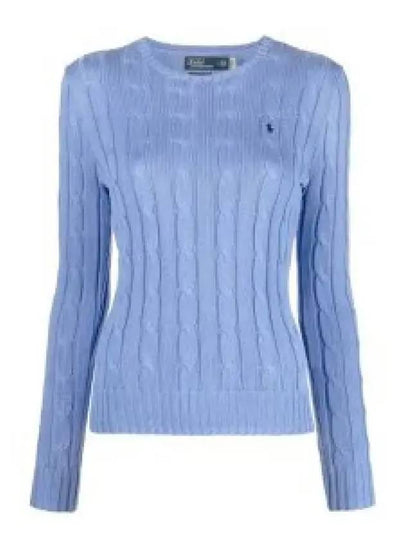 Embroidered Logo Pony Cable Knit Top Blue - POLO RALPH LAUREN - BALAAN 2