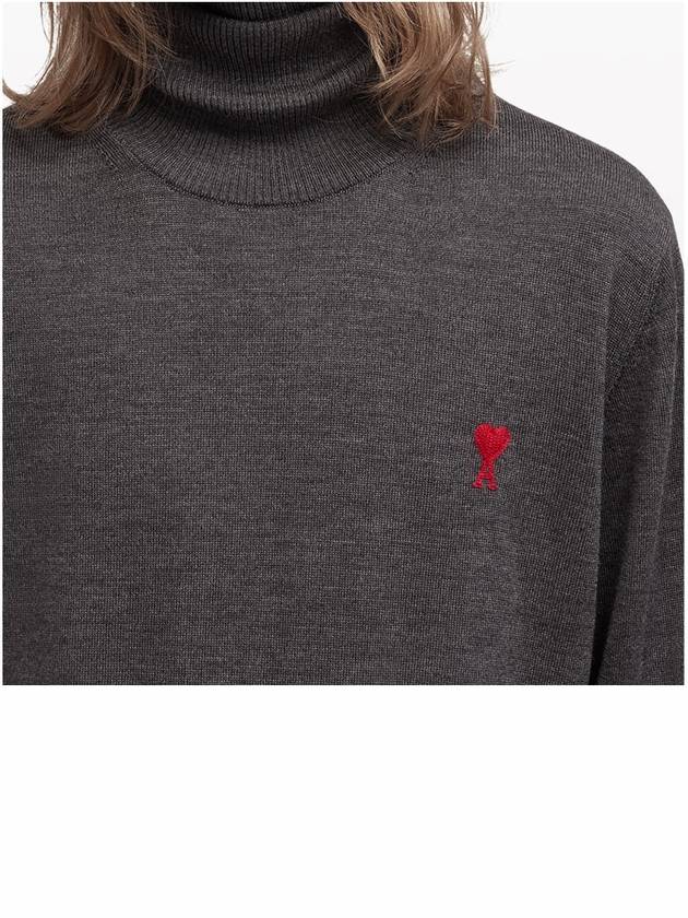 Heart Logo Turtleneck Grey - AMI - BALAAN 7