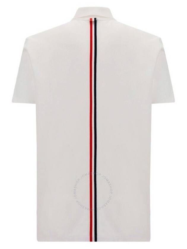 Men's Cotton Pique Center Bag Striped Short Sleeve Polo Shirt White - THOM BROWNE - BALAAN 3