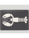 Lobster Pebble Grain Leather Card Wallet Dark Grey - THOM BROWNE - BALAAN 4