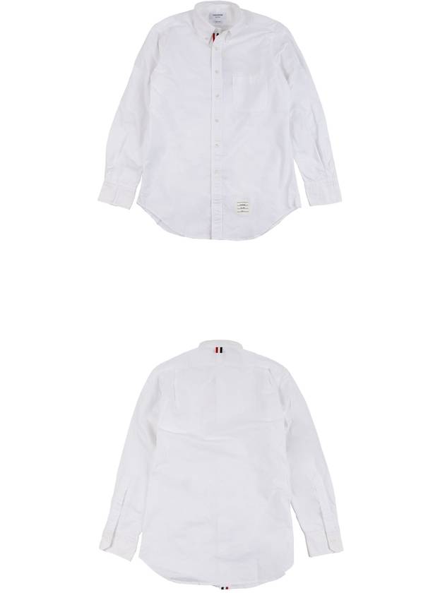 Men's Logo Patch Classic Cotton Long-Sleeve Shirt White - THOM BROWNE - BALAAN 4