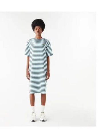 Women s Marine Striped T Shirt Dress Blue - LACOSTE - BALAAN 1