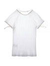 Ribbed Cut Out Cotton Short Sleeve T-shirt White - HELMUT LANG - BALAAN 2