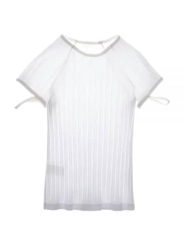 Ribbed Cut Out Cotton Short Sleeve T-shirt White - HELMUT LANG - BALAAN 2