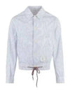 Drawstring Striped Shirt Jacket Light Blue - THOM BROWNE - BALAAN 2