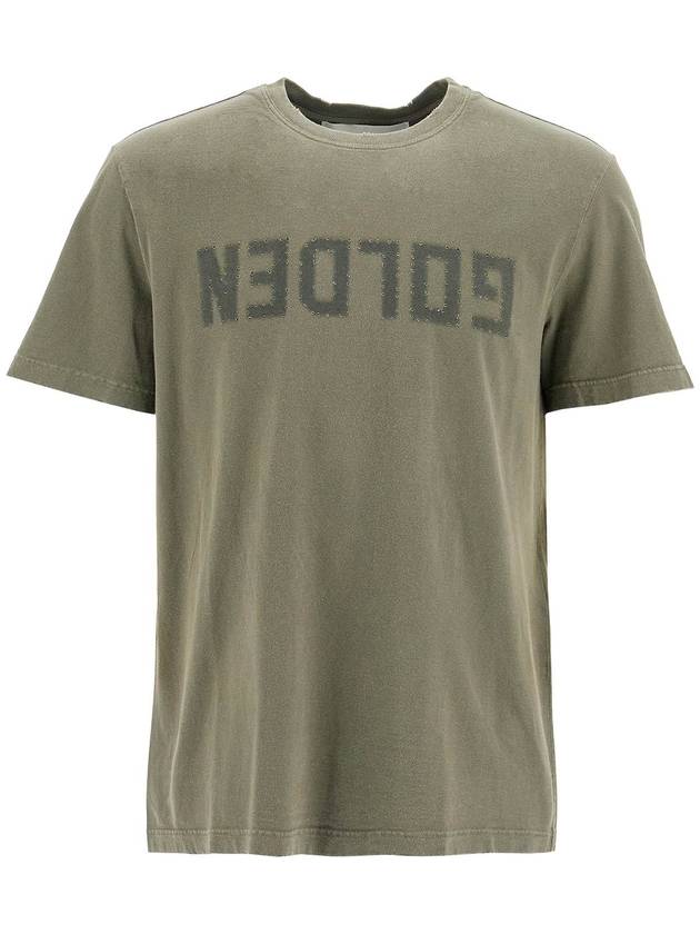 Golden Lettering Cotton Short Sleeve T-Shirt Olive Green - GOLDEN GOOSE - BALAAN 2