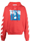 Mona Lisa paint print oversized hooded top red - OFF WHITE - BALAAN.