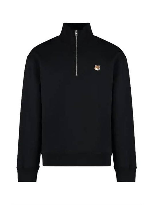 Fox Head Patch Half Zipper Sweatshirt Black - MAISON KITSUNE - BALAAN 2