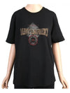 Women's University Logo Printing Short Sleeve T-Shirt Black - SAINT LAURENT - BALAAN.