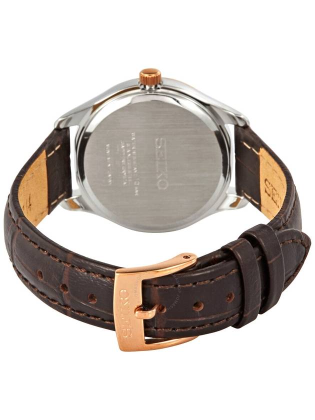 Seiko Noble Quartz Silver Dial Brown Leather Ladies Watch SUR428 - SEIKO - BALAAN 3