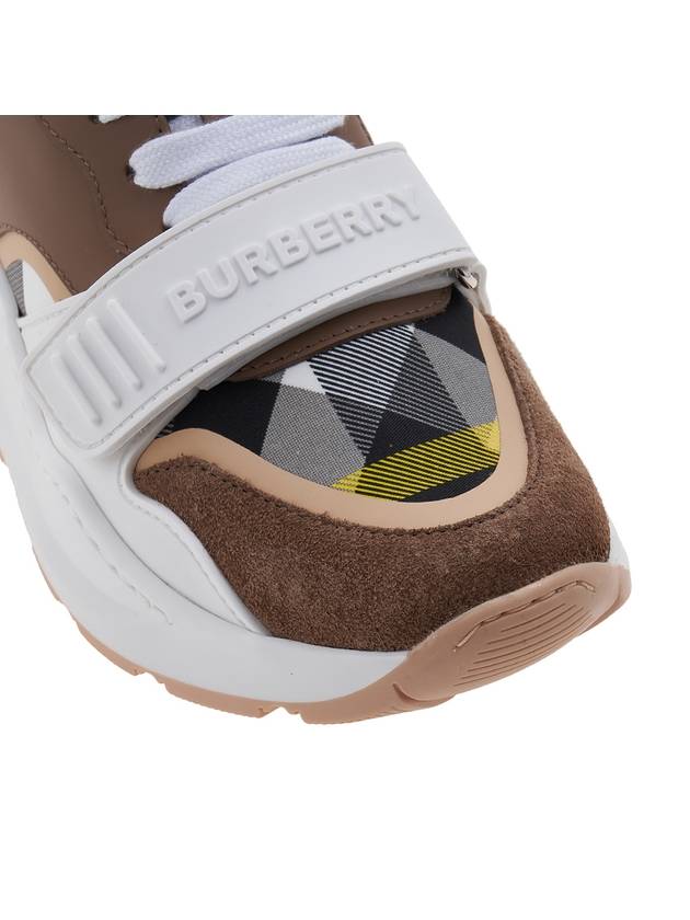 Checked Suede Leather Low-Top Sneakers Brown - BURBERRY - BALAAN 10