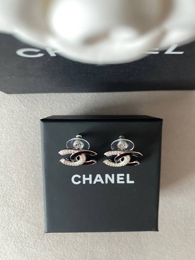 CC Logo EarringsHalf Black Silver EarringsABB931 - CHANEL - BALAAN 8