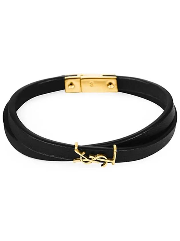 Opyum Double Wrap Leather Bracelet Black - SAINT LAURENT - BALAAN 5