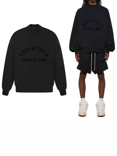 Logo Applique Mock Neck Sweatshirt Black - FEAR OF GOD ESSENTIALS - BALAAN 2